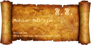 Mohler Mária névjegykártya